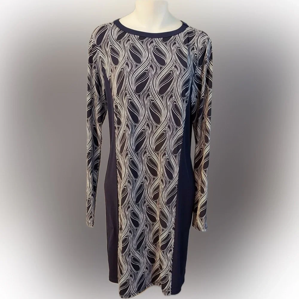 50%offw❤️Michael Michael Kors Blue & White Stretchy Shift Dress Size M 76